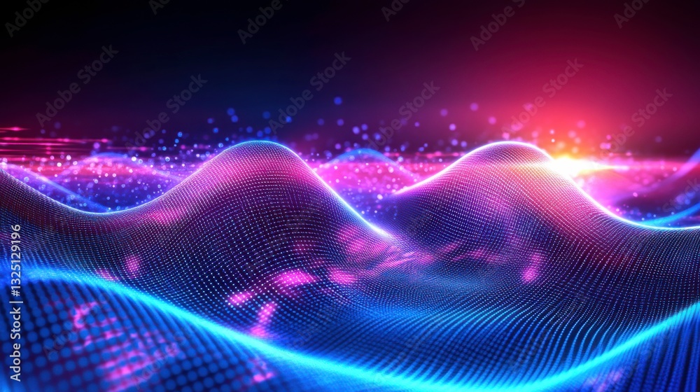 Canvas Prints vibrant neon landscape with dynamic lines and bright light