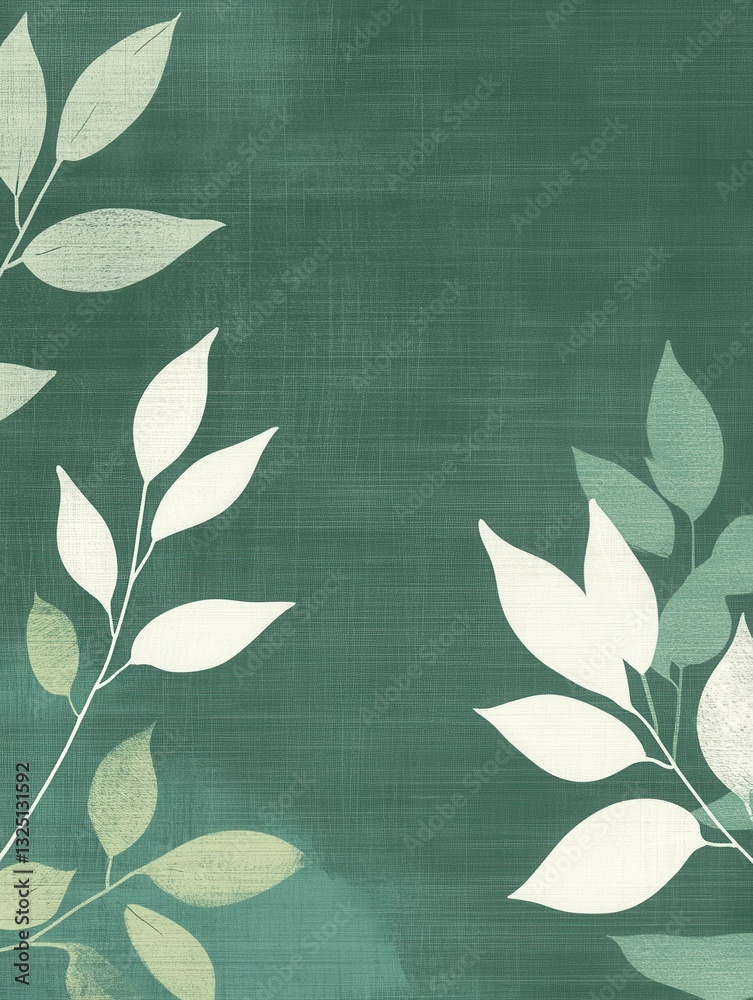 Aufkleber elegant botanical design with soft green background and subtle leaf textures balanced by modern eco-