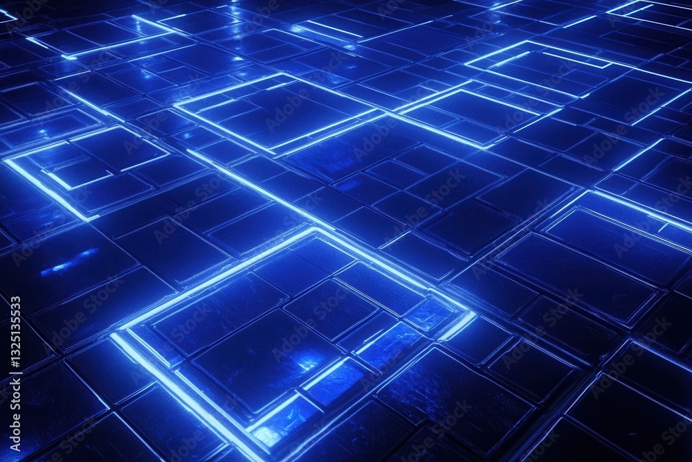 Leinwandbilder futuristic digital grid with holographic effects and glowing nodes in high-tech environment