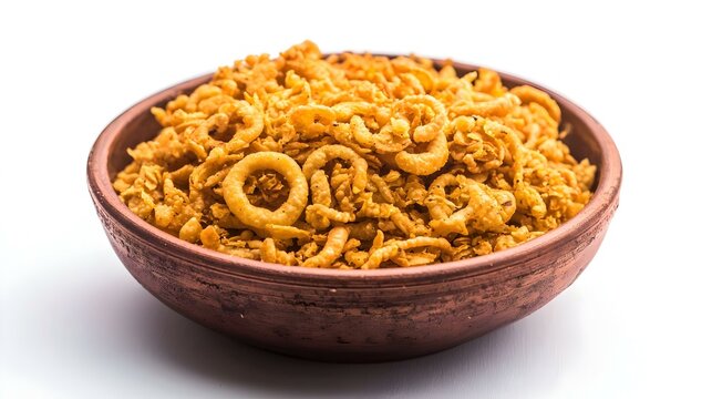 Indian Traditional Namkeen Food on White