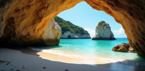 Keuken achterwand Cathedral Cove Empty Cathedral Cove  sunlit sands, turquoise sea, bright, nature  © Keerati