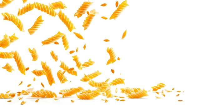 Falling raw Fusilli Rotini uncooked Italian