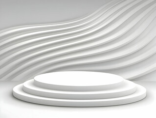 Obraz premium Abstract 3D White Wave Background with Platform