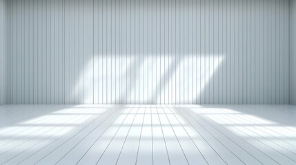 Fototapeta premium White Room 3D Illustration Sunlight Wooden Floor