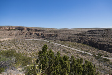 Two-lane road through Carlsbad Caverns National Park, New Mexico