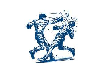Boxer boxing hand drawn sketch vector illustration