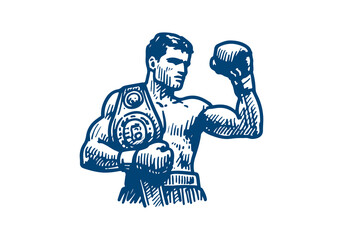 Boxer boxing hand drawn sketch vector illustration