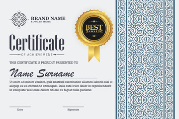 Classic certificate of achievement award template