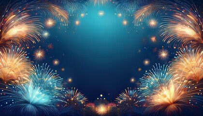 Fototapeta premium abstract border frame of colorful fireworks and sparklers background with copy space