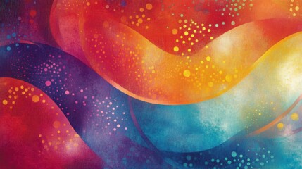A vibrant abstract backdrop featuring curved lines and dots.