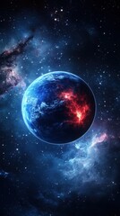 Fototapeta premium Earth-like exoplanet showing signs of volcanic activity in deep space