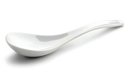 White Chinese soup spoon isolated on white
