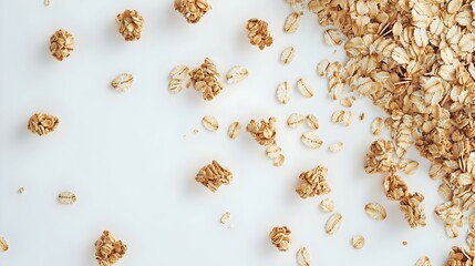 Rolled oats isolated on white background