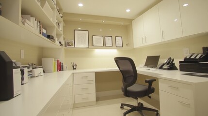 Elegant Minimalist Home Office with Bright Task Lighting