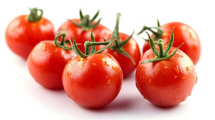 Red tomatoes on white background