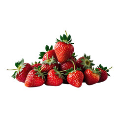 Fresh Pile of Ripe Strawberries Isolated on Transparent Background.