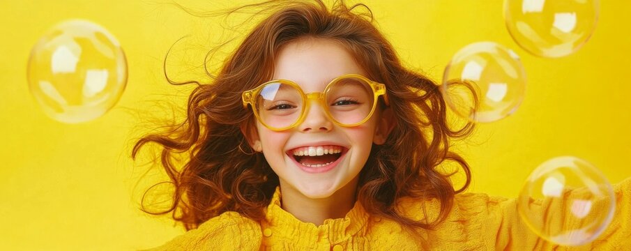Portrait of her she nice-looking cool attractive lovely lovable winsome sweet crazy cheerful cheery girl having fun great breakthrough isolated on bright vivid shine yellow background