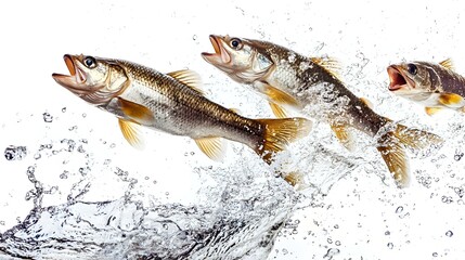 Obraz premium fish jumping out of the water on white