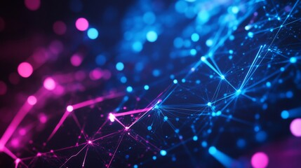 Obraz premium Abstract Network Connections: Pink and Blue Digital Structure