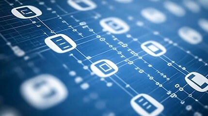 Abstract blue network connecting digital icons