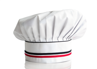 Cartoon chef with a blank sign wearing a chef hat in a 3D illustration