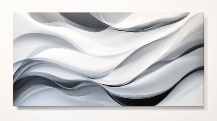 Fototapeta premium Abstract Grayscale Wave Painting with Smooth Curves