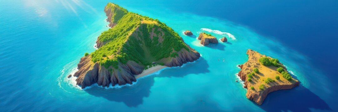 Flat vector map of Hawaii's Big Island with island name label , artwork, map