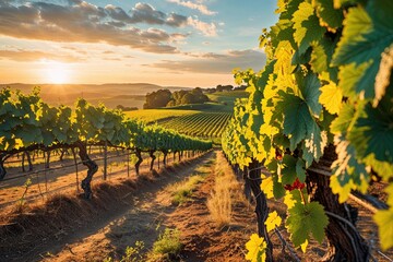 Breathtaking Vineyard Views in Sunlight Featuring Stunning Natural Landscapes