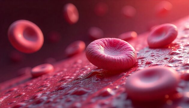 Microscopic Red Blood Cells Detailed View in Warm Crimson Tones