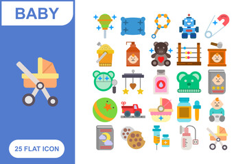 Baby Flat Icon Set, Collection of 25 Baby Flat Icon Set &ndash; 25 Newborn, Infant, and Parenting Icons