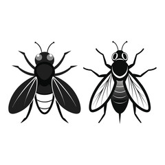 a flat illustration of a housefly insect fly, black fly icon, art