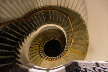 Old spiral staircase, upside view