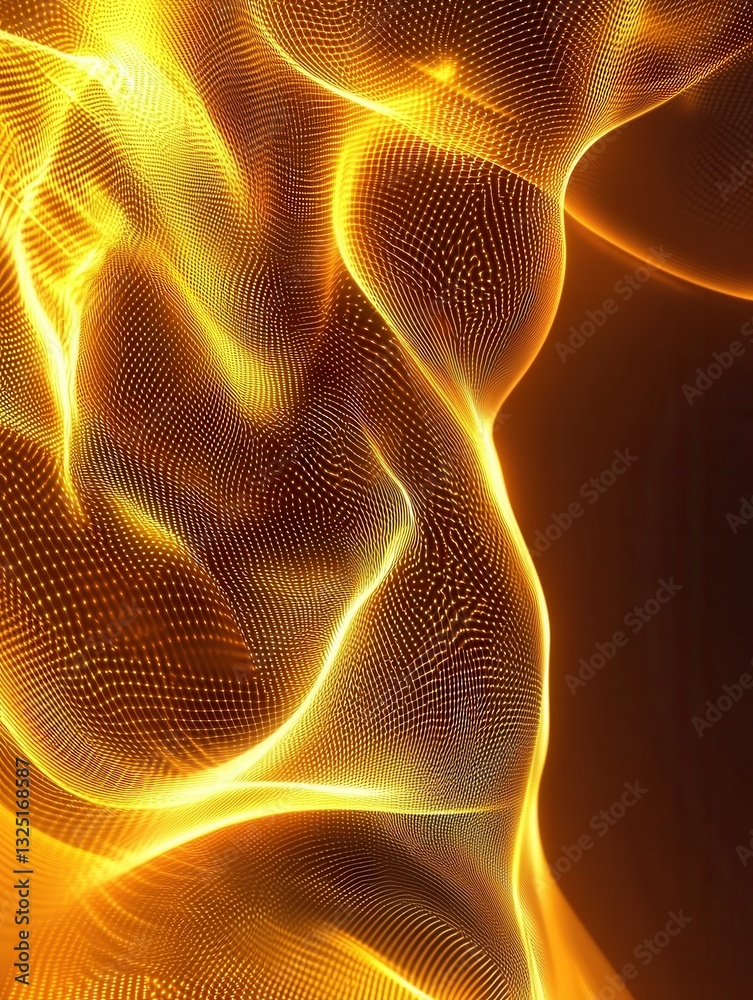 Poster dynamic abstract background with glowing golden waves representing the healing process of dental imp