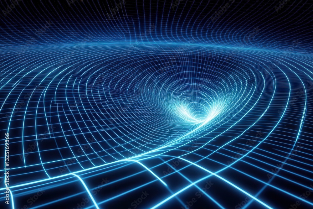 Poster futuristic digital grid with holographic effects showcases high-tech interface in blue and silver hu