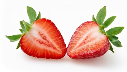 strawberries isolated ripe sweet strawberry half on a white background