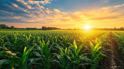 Agriculture plantation of corn or maize field at countryside green natural farm.
