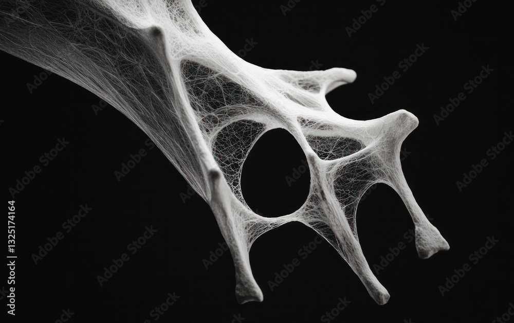 Fototapete abstract 3d rendering of a complex, web-like structure. the organic form is predominantly white with