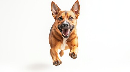 Obraz premium Cute running dog on a white background, isolated