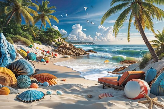 Diverse Coastal Elements Creating an Eclectic Beachscape Experience