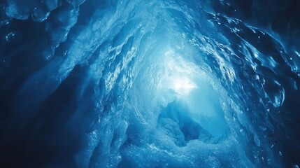Glowing blue ice cave interior. (1)