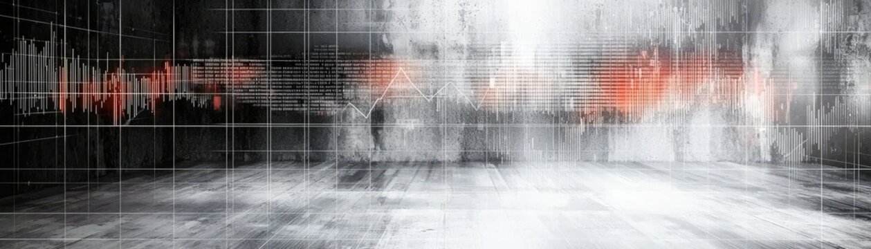 Abstract data stream background with graphs and grid lines