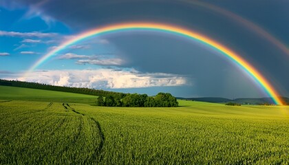 Naklejka premium rainbow over the field