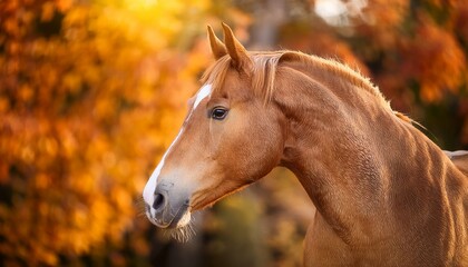 Fototapeta premium portrait of don breed horse in autumn russian golden horse