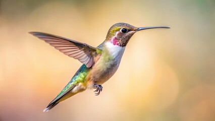 Minimalist Hummingbird Flight Photography: Graceful Bird in Motion, Nature Closeup