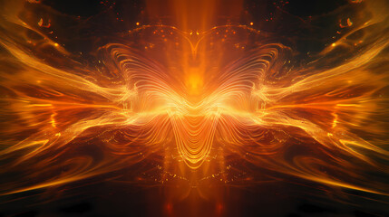 Sound waves intertwining with light beams symbolizing the merging of energy and creativity through audio-visual forces. Sonic Glow. Illustration