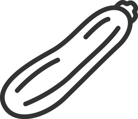 緑色のズッキーニのアイコン（線画）のイラスト
