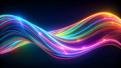 Naklejka premium Vibrant neon curved waves with holographic iridescent colors