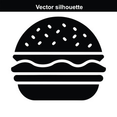 Vector illustration of a hamburger with cheese, lettuce, tomato, and beef in a bun, symbolizing fast food and a delicious snack