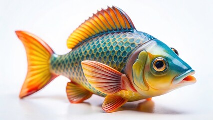 Fototapeta premium Realistic Toy Fish on White Background - High Depth of Field Photography for Children's Play, Educational Tools, and Collectibles