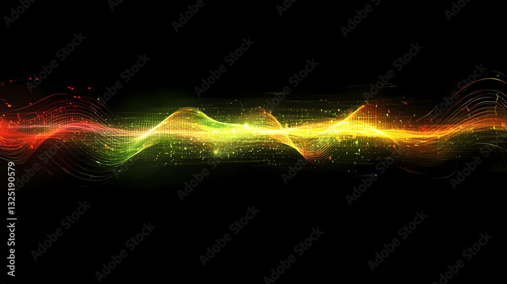 Wall mural abstract representation of a sonic wave light patterns visualize. sonic glow. illustration